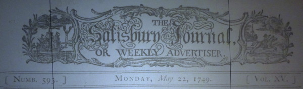 Salisbury Journal of Monday May 22nd 1749